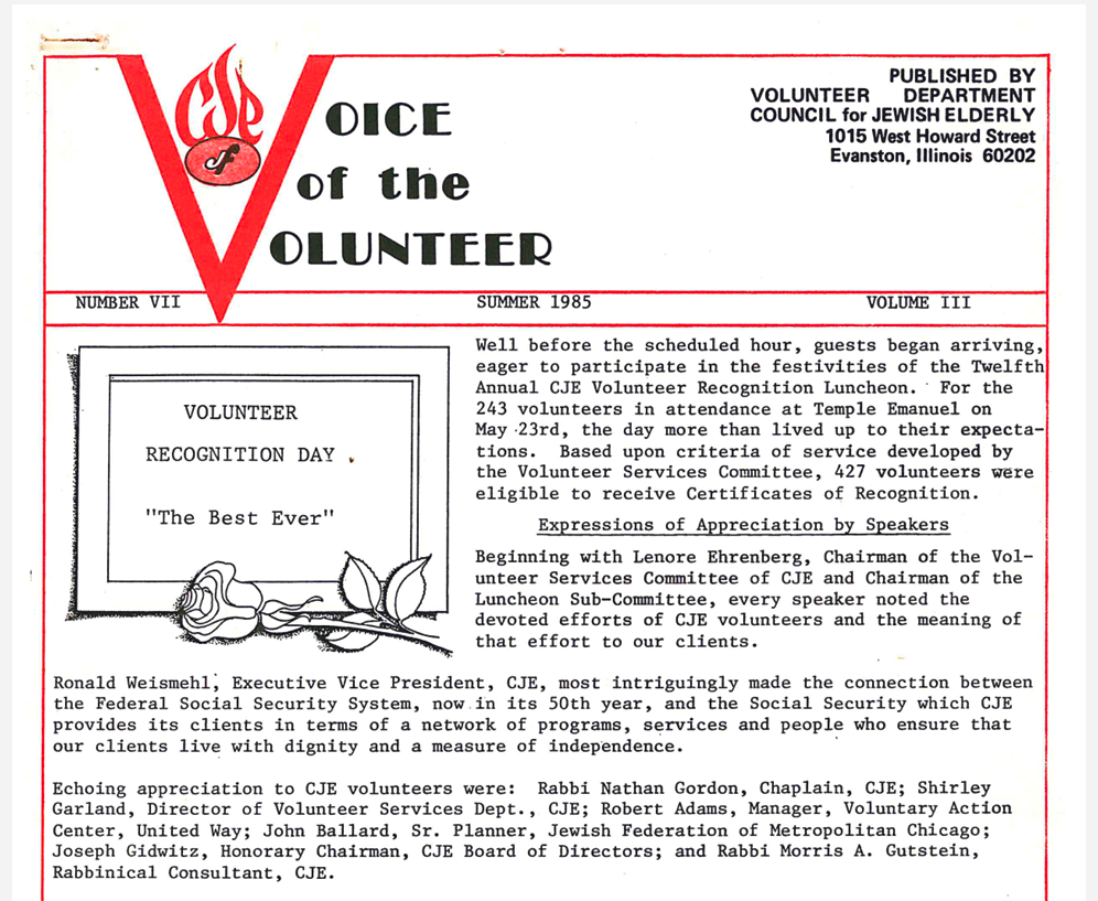 1985 Volunteer Newsletter
