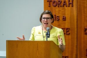 Annual Meeting 2025, Rabbi Michelle Stern at Podium